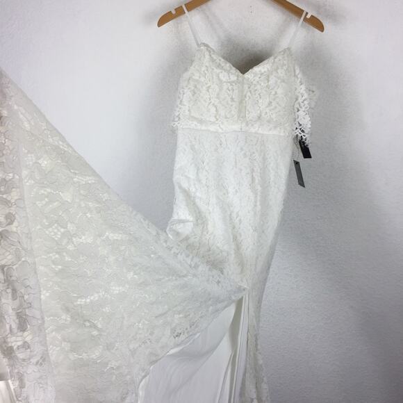 NWT Lulus Caterina White Lace Off-the-Shoulder Mermaid Maxi Dress Gown XS - Picture 13 of 16